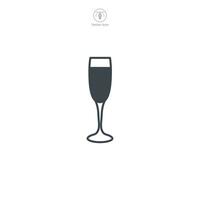 Champagne flute glass Icon symbol vector illustration isolated on white background