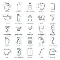 drink icon set, Included icons as Beer Mug, Folder, Tea Pot, Milk Bottle and more symbols collection, logo isolated vector illustration