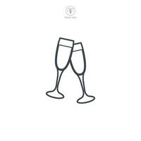 Cheers champagne glasses Icon symbol vector illustration isolated on white background