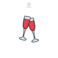 Cheers champagne glasses Icon symbol vector illustration isolated on white background
