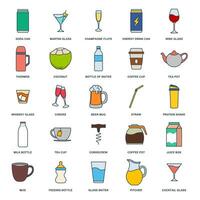 drink icon set, Included icons as Beer Mug, Folder, Tea Pot, Milk Bottle and more symbols collection, logo isolated vector illustration