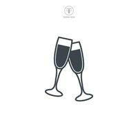 Cheers champagne glasses Icon symbol vector illustration isolated on white background