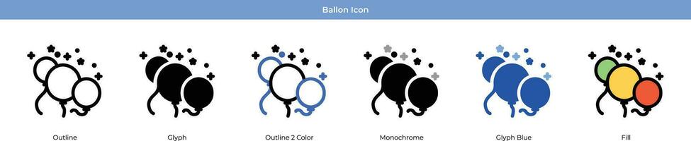 Ballon New year Icon Set Vector