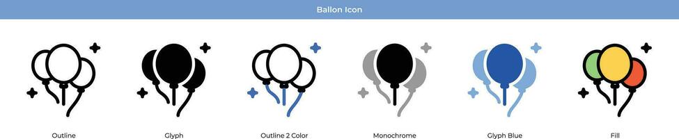 Ballon New year Icon Set Vector