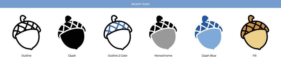 conjunto de iconos de bellota vector