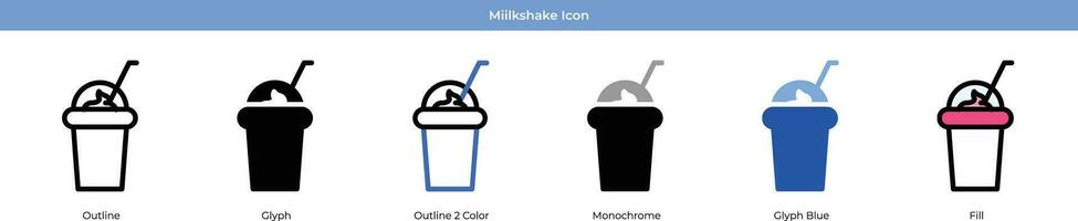 Milkshake New year Icon Set Vector