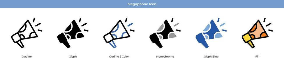 Megaphone New year Icon Set Vector