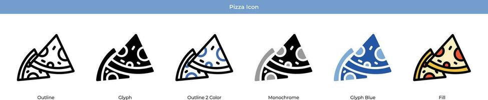 Pizza New year Icon Set Vector