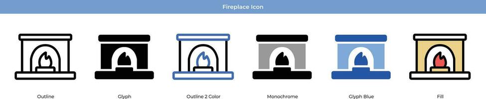 Fireplace Icon Set vector