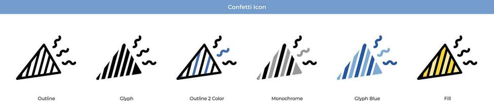 Confetti New year Icon Set Vector