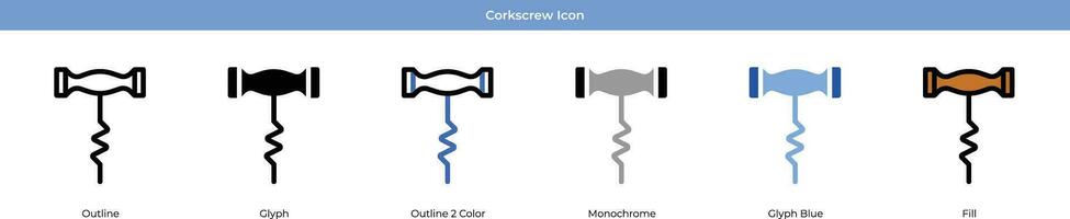 Corkscrew New year Icon Set Vector