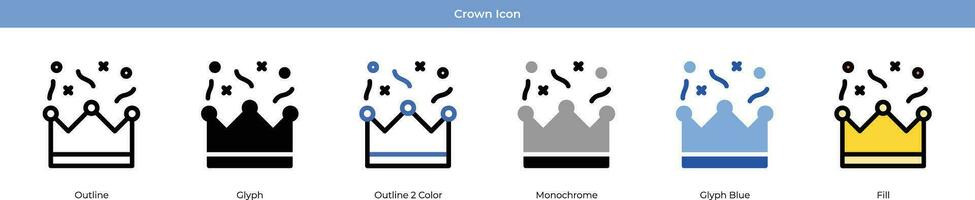 Crown New year Icon Set Vector