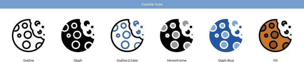 Cookie New year Icon Set Vector