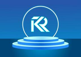 Letter KR blue logo sign. Vector logo design for business.