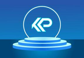 Letter KP blue logo sign. Vector logo design for business.