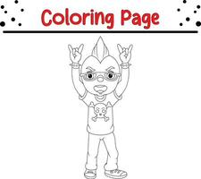 coloring page punk boy with mohawk sunglasses vector