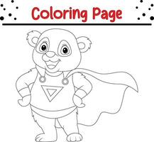 colorante página superhéroe panda posando vector