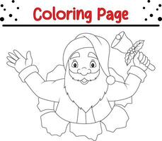 coloring page Santa Claus holding bell vector