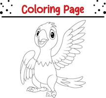 Coloring page happy parrot vector