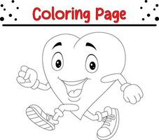 Coloring page heart running keep healthy vector