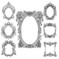 Sets of Decorative Engraving Outline Frames vector