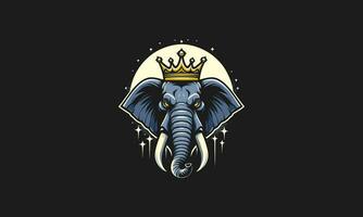 cabeza elefante vistiendo corona en Luna vector mascota diseño