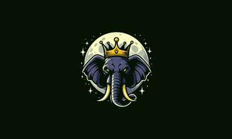 cabeza elefante vistiendo corona en Luna vector mascota diseño