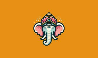 cabeza elefante vistiendo indio sombrero vector logo diseño