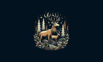 deer on forest vector illustration artwork design