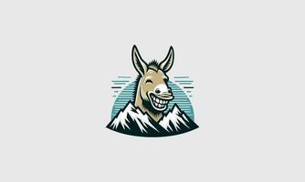 cabeza Burro sonrisa en montaña vector mascota diseño