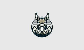 head donkey smile on mountain vector mascot design