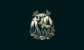 ciervo en bosque vector ilustración obra de arte diseño