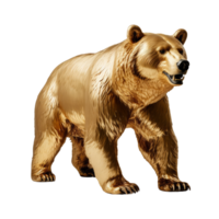 ai gerado dourado Urso estátua isolado em transparente fundo png