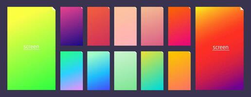 Soft pastel gradient smooth and vibrant color background set for devices. vector