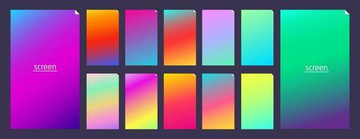 Soft pastel gradient smooth and vibrant color background set for devices vector