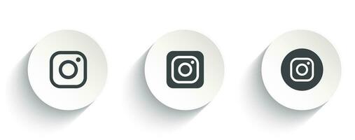 Instagram vector icon with flat round button isolated on white background.