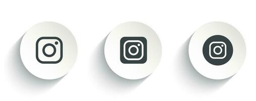 Instagram vector icon with flat round button isolated on white background.