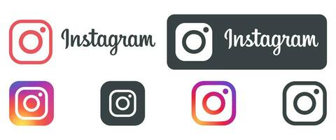 Set Instagram screen social media and social network interface template isolated on white background. Instagram icon set. vector