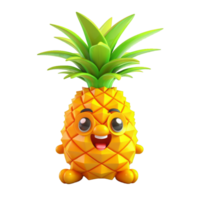 ai gegenereerd 3d ananas karakter mascotte geïsoleerd Aan transparant achtergrond png