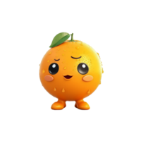 ai generado 3d naranja Fruta personaje mascota aislado en transparente antecedentes png