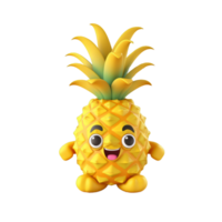 AI generated 3D Pineapple Character Mascot Isolated On Transparent Background png