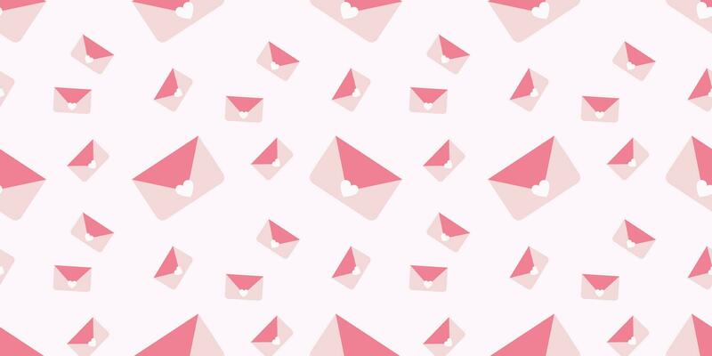 Love letters seamless pattern. Repeating design element for printing on wrapping. Surprise, gift, love and romance. March 8, wedding anniversary and Valentines day. Cartoon flat vector illustration