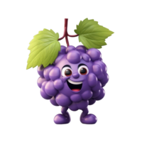 AI generated 3D Grape Character Mascot Isolated On Transparent Background png