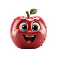 AI generated 3D Red Apple Character Mascot Isolated On Transparent Background png