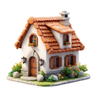 AI generated 3D Charming Cottage Isolated On Transparent Background png