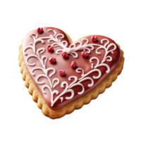 AI generated Heart-Shaped Cookie Isolated On Transparent Background png