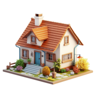 AI generated 3D Charming Cottage Isolated On Transparent Background png