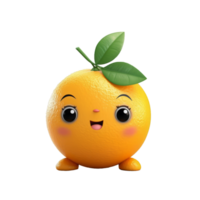 ai generado 3d naranja Fruta personaje mascota aislado en transparente antecedentes png