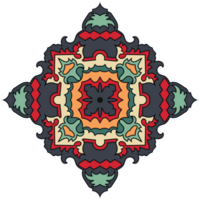 Native tribal patterns are a component of the rug. png