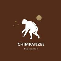 animal chimpanzee natural logo vector icon silhouette retro hipster